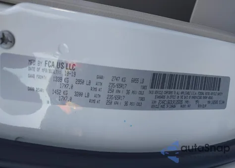 2020 Chrysler Pacifica Touring L z USA, uszkodzony, nr VIN 2C4RC1BG3LR125695